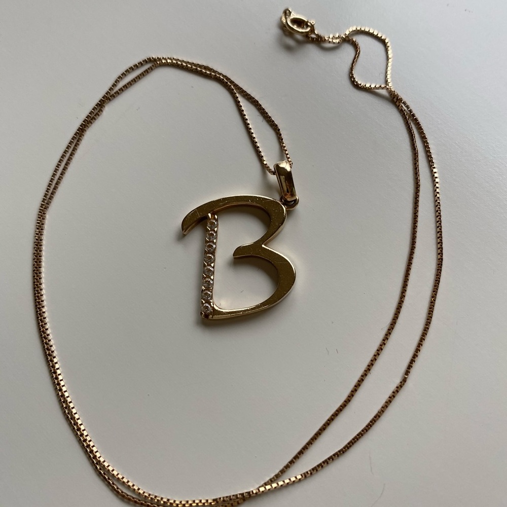 10k gold necklace letter B